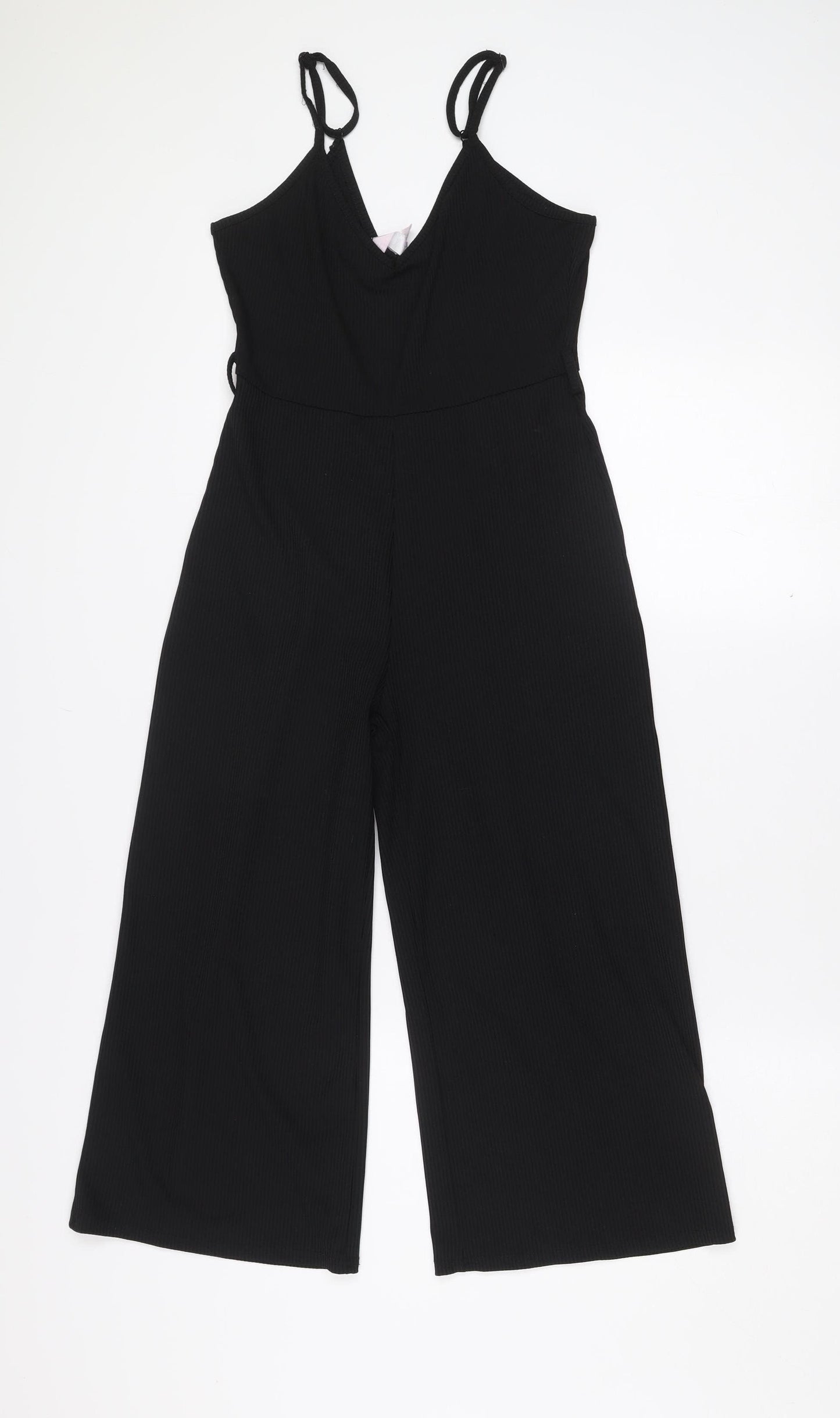 Miss Selfridge Petites Black Ribbed Sleeveless Jumpsuit UK 8