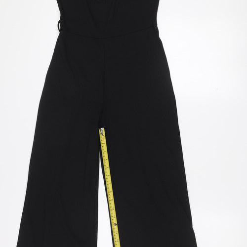Miss Selfridge Petites Black Ribbed Sleeveless Jumpsuit UK 8