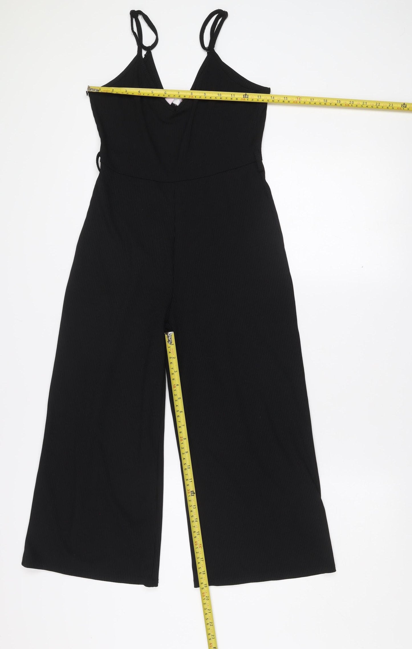 Miss Selfridge Petites Black Ribbed Sleeveless Jumpsuit UK 8