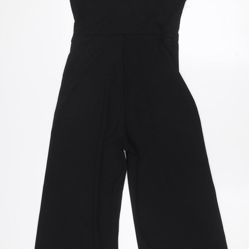 Miss Selfridge Petites Black Ribbed Sleeveless Jumpsuit UK 8