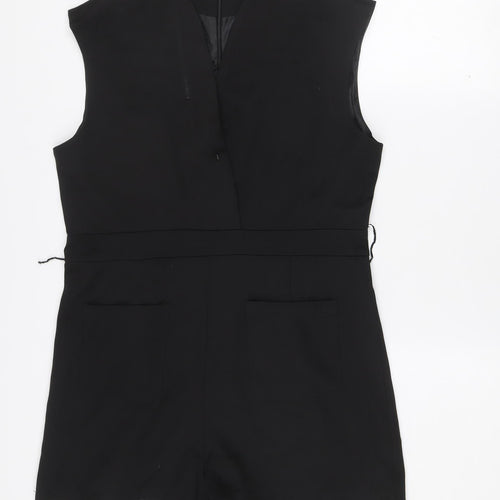 Boohoo Women’s Black V-Neck Sleeveless Zip Playsuit Size 14