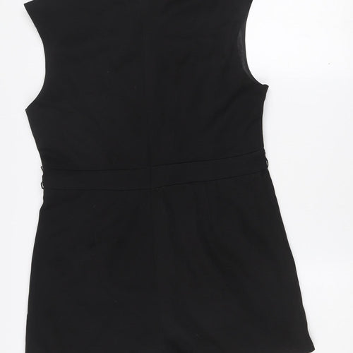 Boohoo Women’s Black V-Neck Sleeveless Zip Playsuit Size 14