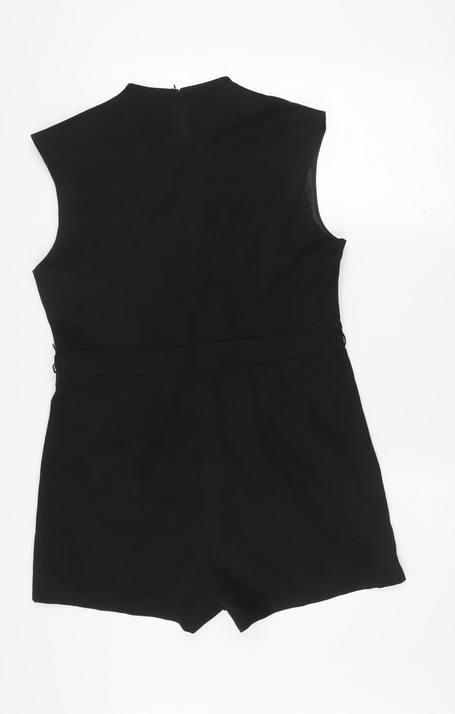 Boohoo Women’s Black V-Neck Sleeveless Zip Playsuit Size 14