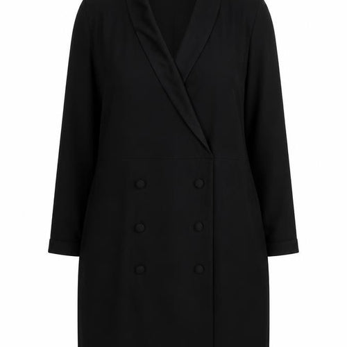 New Look Women Black Size 12 Jacket Dress Long Sleeve Collared Button Workwear