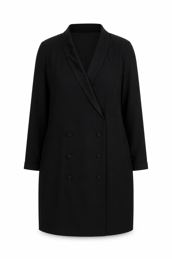 New Look Women Black Size 12 Jacket Dress Long Sleeve Collared Button Workwear