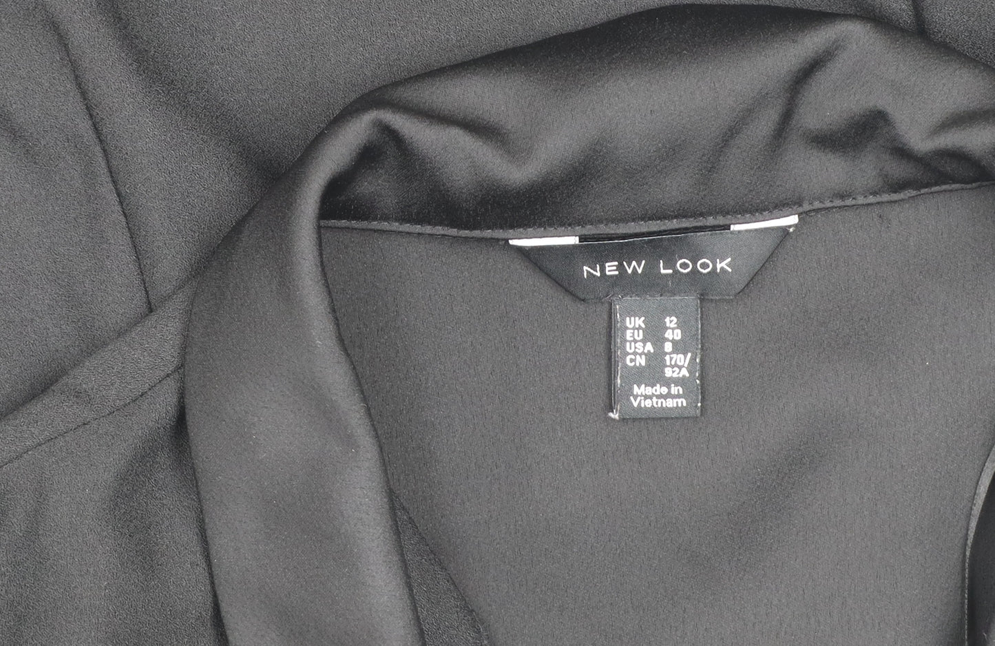 New Look Women Black Size 12 Jacket Dress Long Sleeve Collared Button Workwear