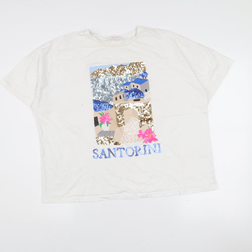 Savida Women’s White Sequin Santorini T-Shirt Size 16