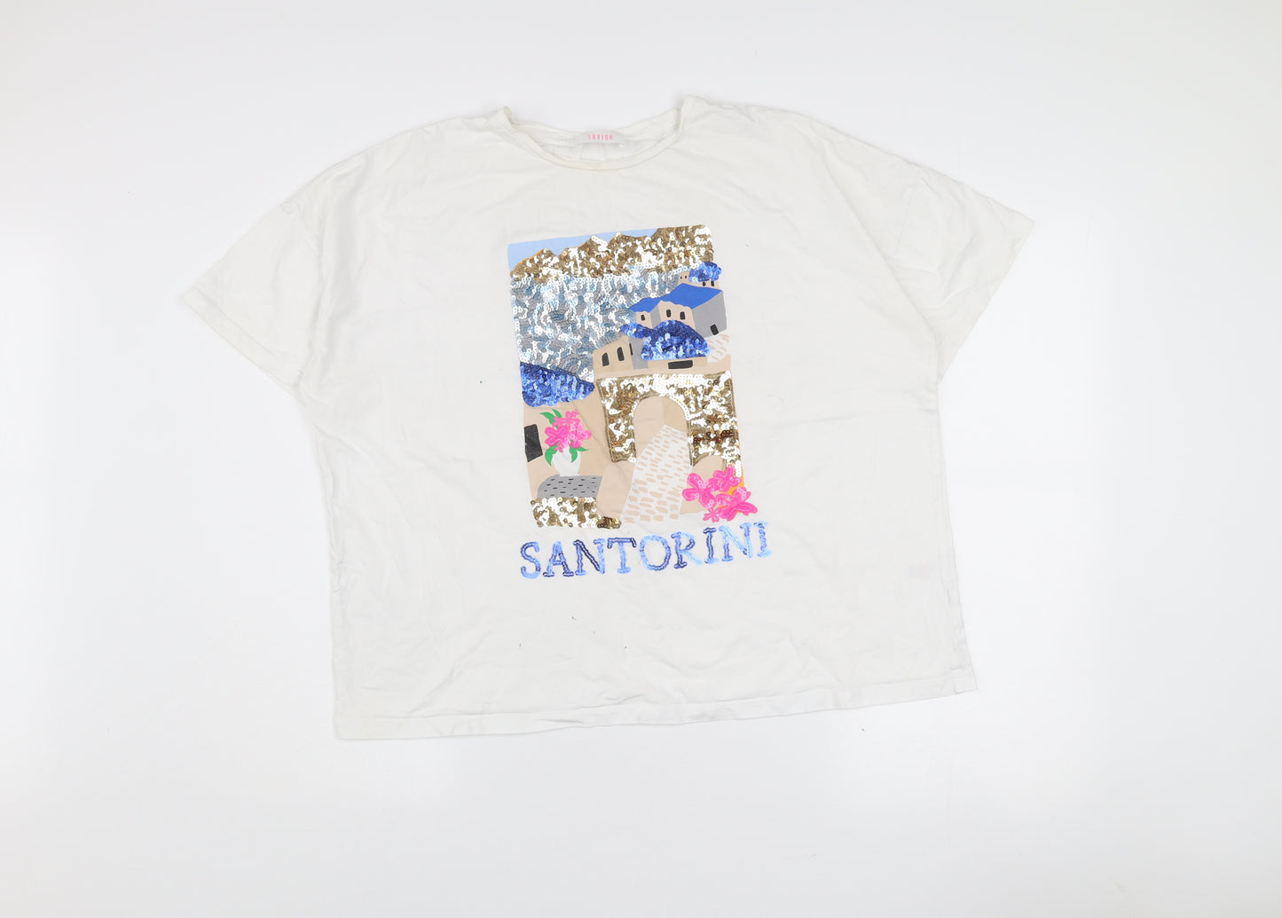 Savida Women’s White Sequin Santorini T-Shirt Size 16