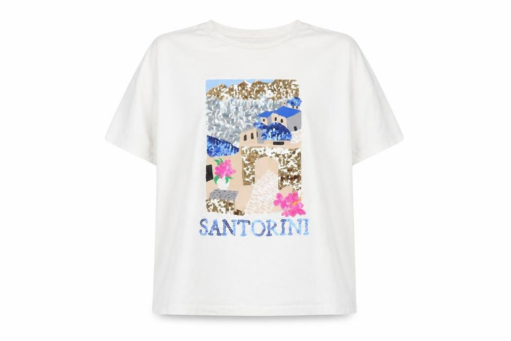 Savida Women’s White Sequin Santorini T-Shirt Size 16
