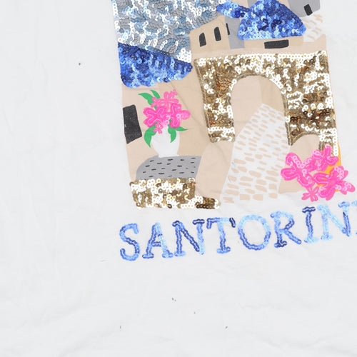Savida Women’s White Sequin Santorini T-Shirt Size 16
