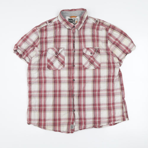 F.F.P. Men's Red Plaid Cotton Short Sleeve Button-Up Shirt XL