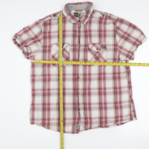 F.F.P. Men's Red Plaid Cotton Short Sleeve Button-Up Shirt XL