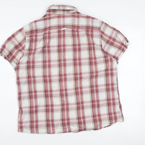 F.F.P. Men's Red Plaid Cotton Short Sleeve Button-Up Shirt XL