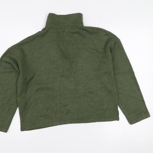 Stradivarius Womens Green XS Collared Henley Knit Jumper