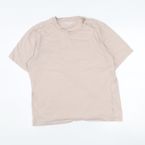 Jack & Jones Men's Beige Short Sleeve Crew Neck Regular Fit T-Shirt M