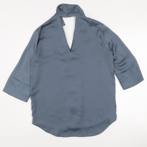 River Island Women Blue Viscose Button 3/4 Sleeve Blouse Size 8