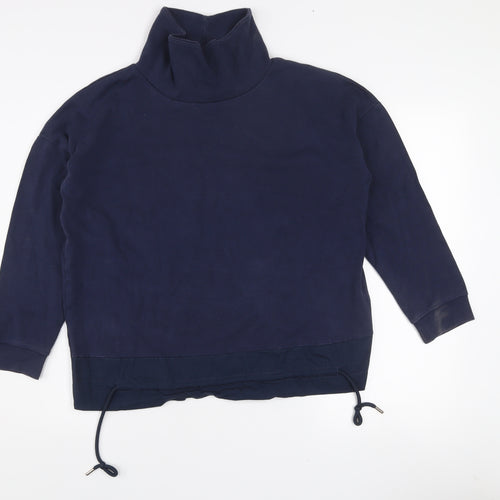Gallery Womens Navy Cotton Adjustable Drawstring Funnel Neck Sweatshirt XS