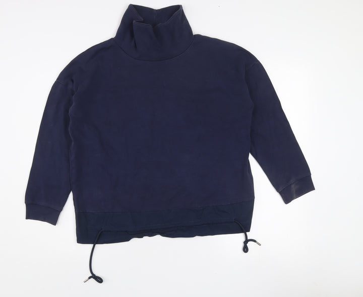 Gallery Womens Navy Cotton Adjustable Drawstring Funnel Neck Sweatshirt XS