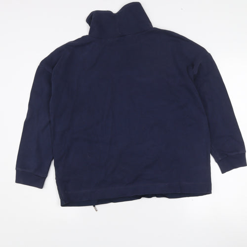 Gallery Womens Navy Cotton Adjustable Drawstring Funnel Neck Sweatshirt XS
