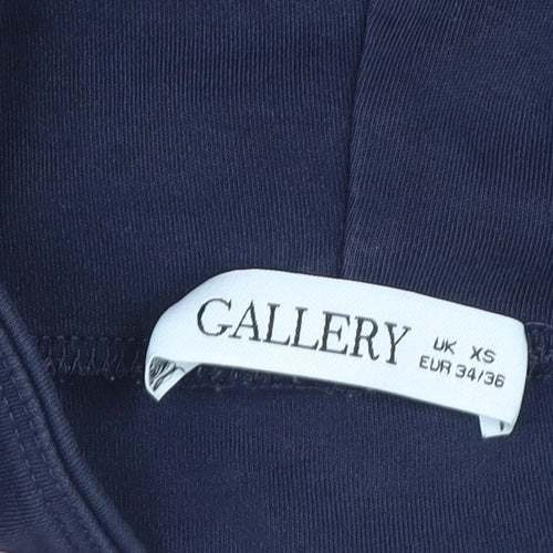 Gallery Womens Navy Cotton Adjustable Drawstring Funnel Neck Sweatshirt XS