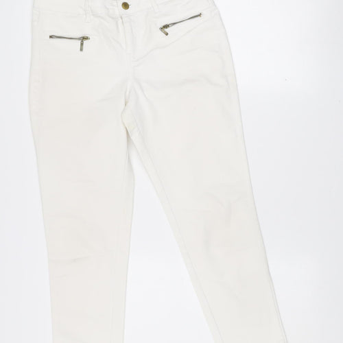 Savida Women's White Skinny Stretch Jeans Size 10 Zip Detail