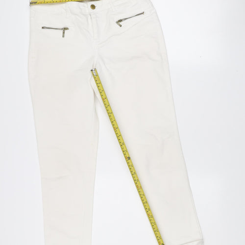 Savida Women's White Skinny Stretch Jeans Size 10 Zip Detail