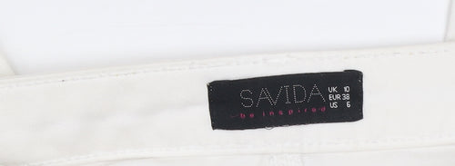 Savida Women's White Skinny Stretch Jeans Size 10 Zip Detail