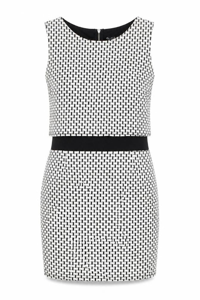 Miss Selfridge Women Black White Geometric Bodycon Dress UK 12