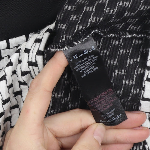Miss Selfridge Women Black White Geometric Bodycon Dress UK 12