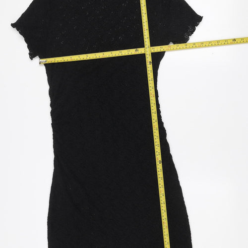 H&M Divided Women's Black Lace Bodycon Short Sleeve Dress Size 12