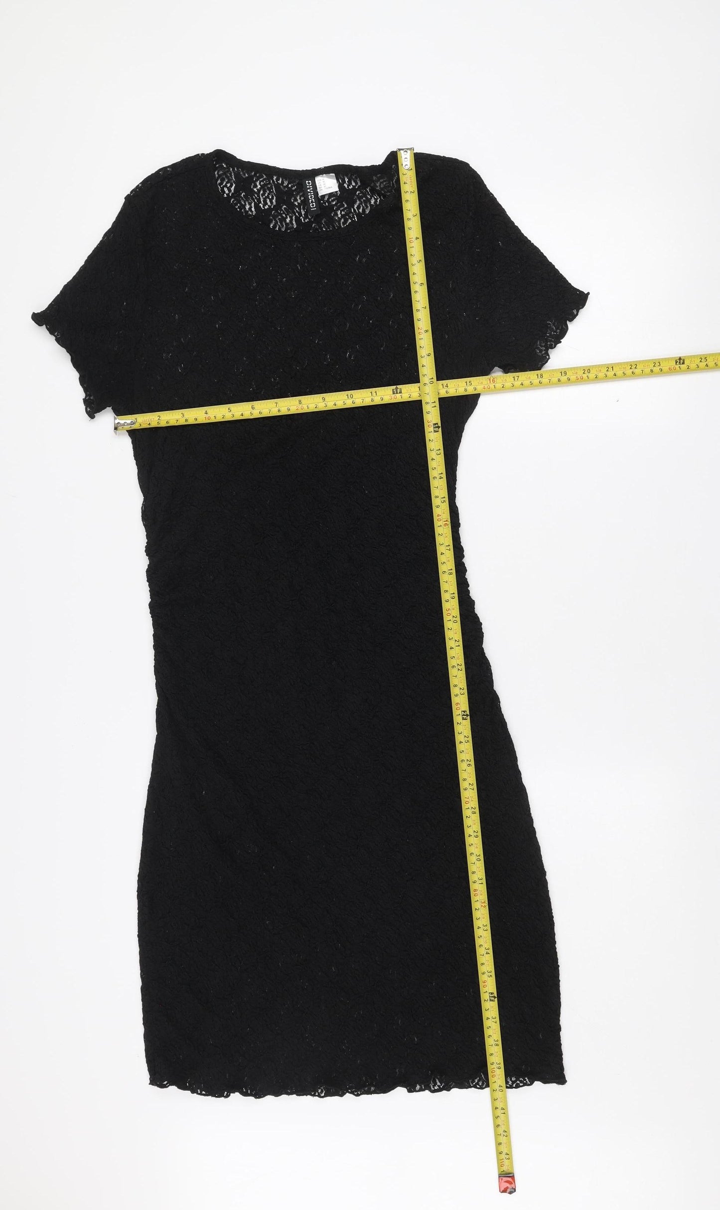H&M Divided Women's Black Lace Bodycon Short Sleeve Dress Size 12