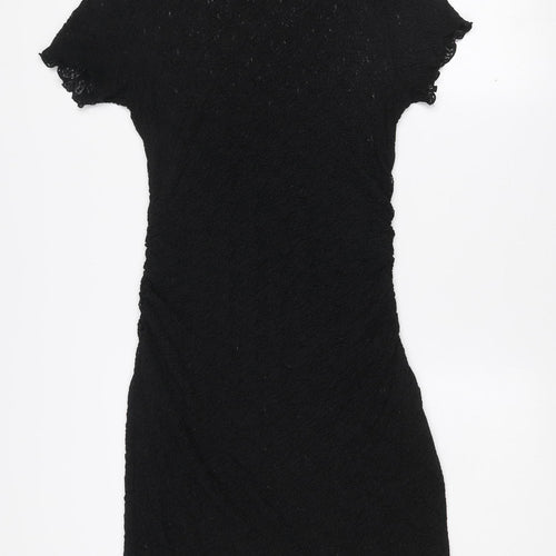 H&M Divided Women's Black Lace Bodycon Short Sleeve Dress Size 12