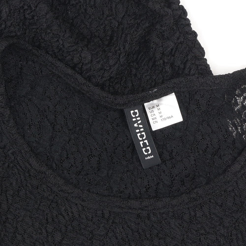 H&M Divided Women's Black Lace Bodycon Short Sleeve Dress Size 12