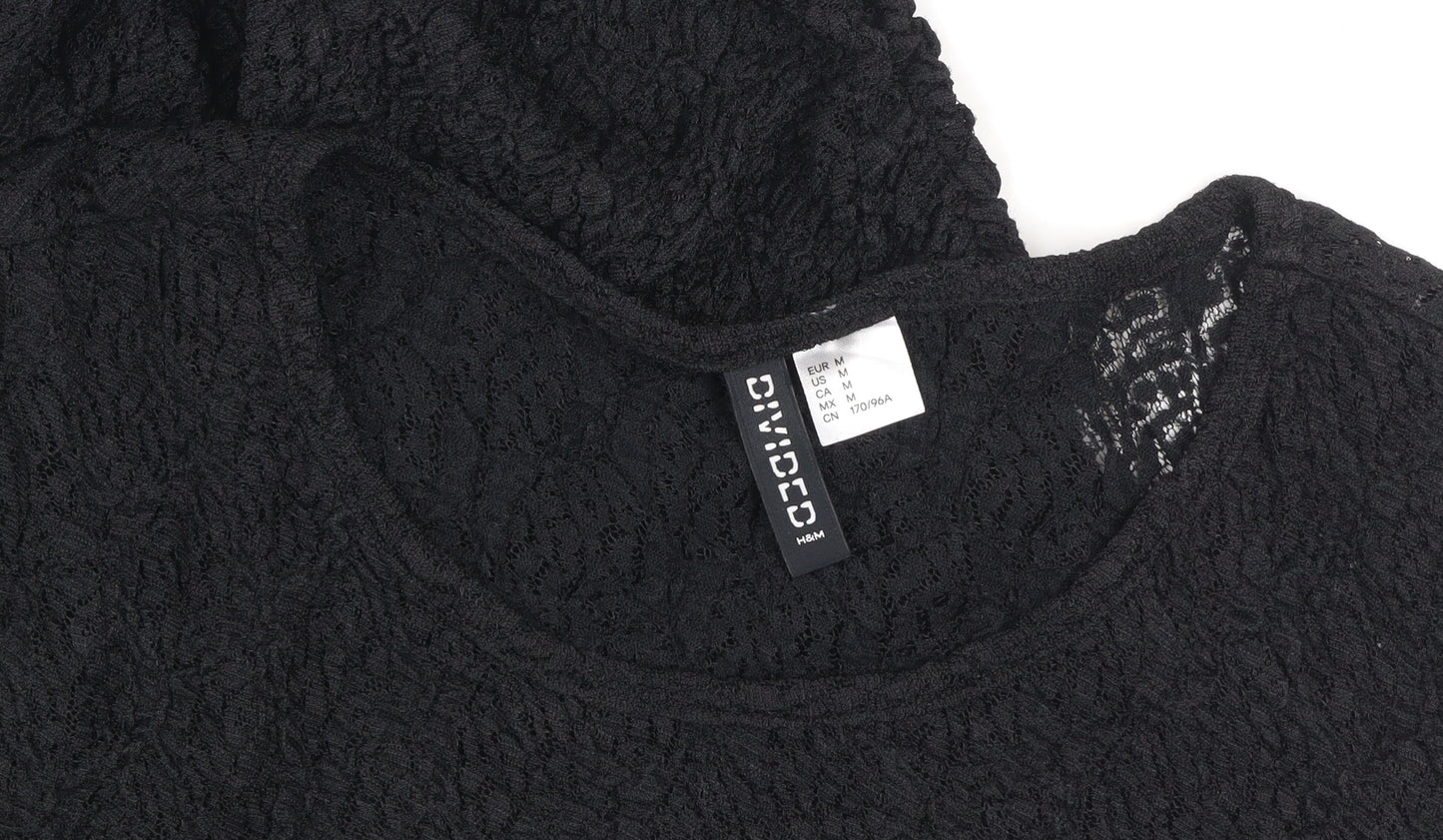 H&M Divided Women's Black Lace Bodycon Short Sleeve Dress Size 12