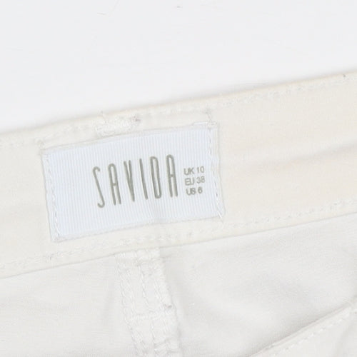 Savida Women's Ivory Regular Fit Cotton Stretch Straight Jeans UK 10