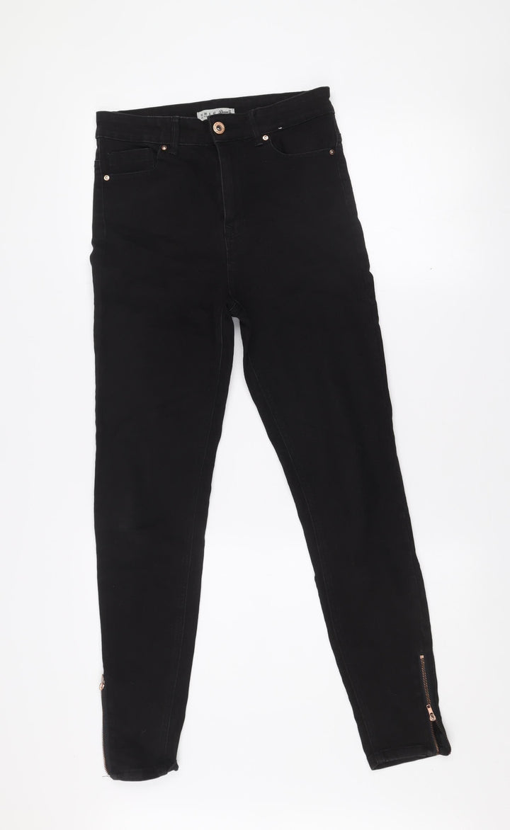 Denim Co. Women's Black Skinny Jeans Size 10 Ankle Zip Stretch
