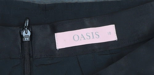 Oasis Women Black Floral Embroidered A-Line Knee Length Skirt Size 10