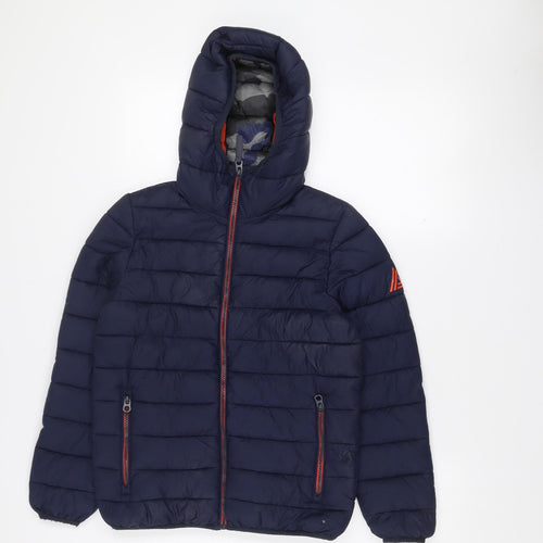Next Boys Blue Hooded Puffer Jacket 11 Years Nylon Winter Coat