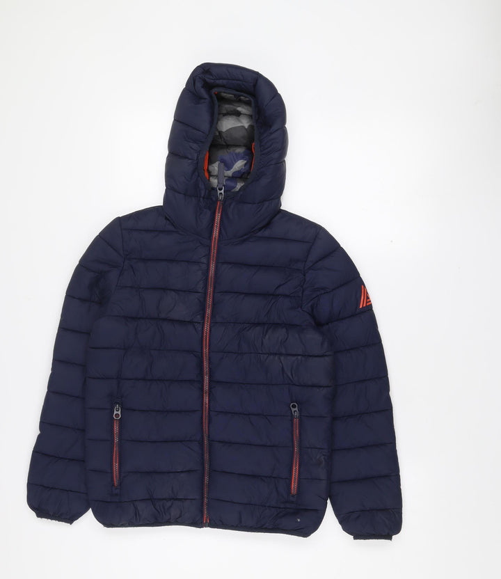 Next Boys Blue Hooded Puffer Jacket 11 Years Nylon Winter Coat