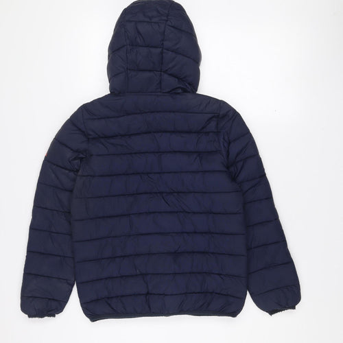 Next Boys Blue Hooded Puffer Jacket 11 Years Nylon Winter Coat