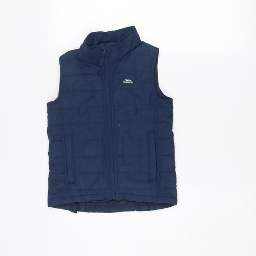 Trespass Girls Blue Padded Bodywarmer 5-6 Years Polyester Zip Waistcoat
