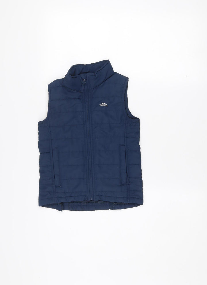 Trespass Girls Blue Padded Bodywarmer 5-6 Years Polyester Zip Waistcoat