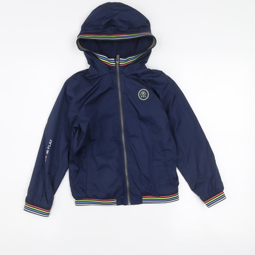 Mayoral Girls Blue Hooded Bomber Jacket 7 Years Polyester Lined Zip-Up