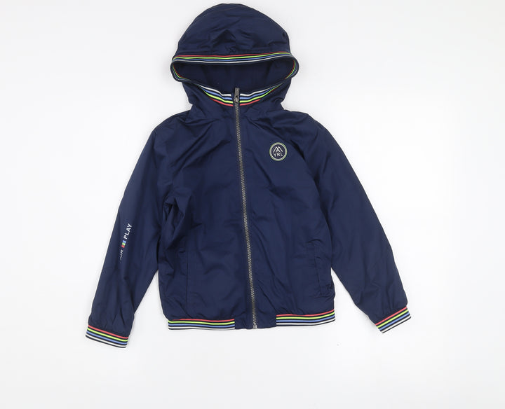 Mayoral Girls Blue Hooded Bomber Jacket 7 Years Polyester Lined Zip-Up