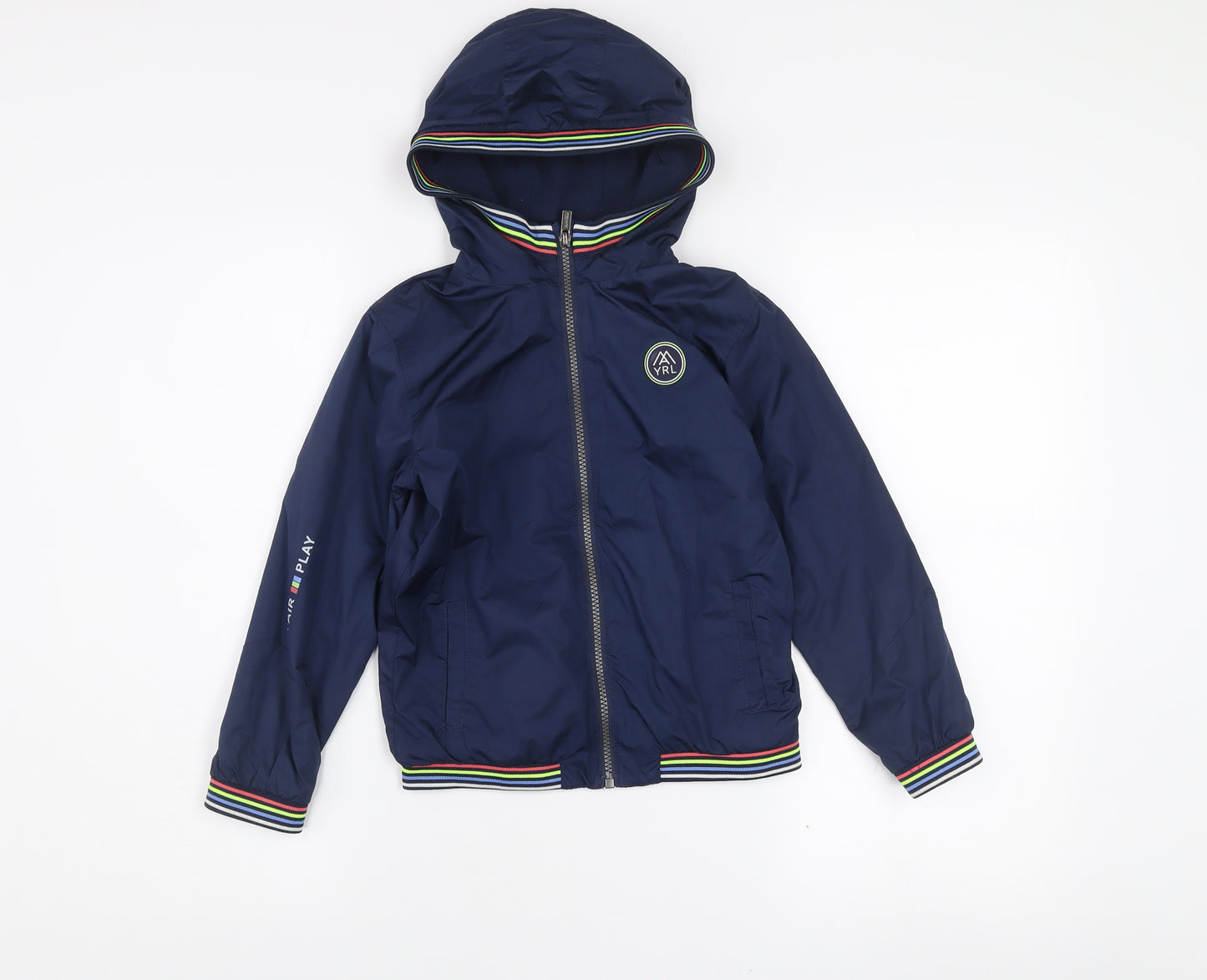 Mayoral Girls Blue Hooded Bomber Jacket 7 Years Polyester Lined Zip-Up