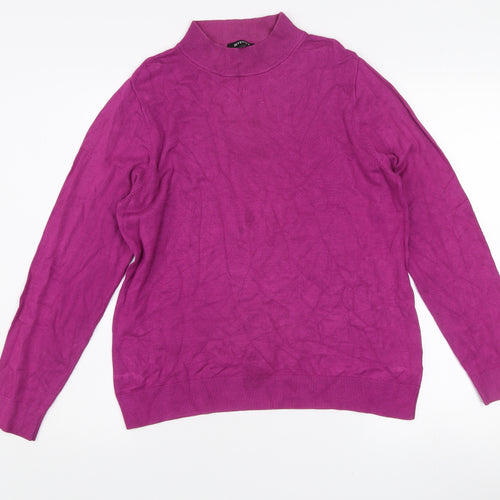 Mystify Women's Purple Mock Neck Long Sleeve Jumper L