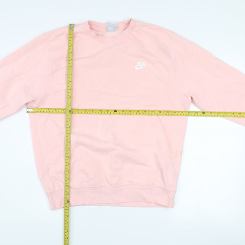 Nike Women Pink Cotton Pullover Sweatshirt Size S Crew Neck