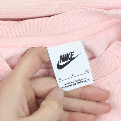 Nike Women Pink Cotton Pullover Sweatshirt Size S Crew Neck