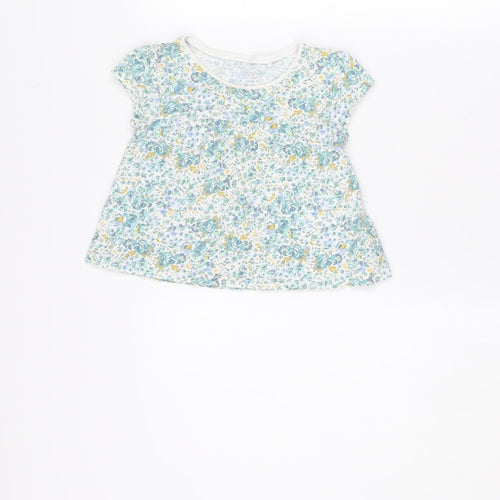 Next Girls Blue Floral Organic Cotton Sleeveless Top 1.5-2 Years