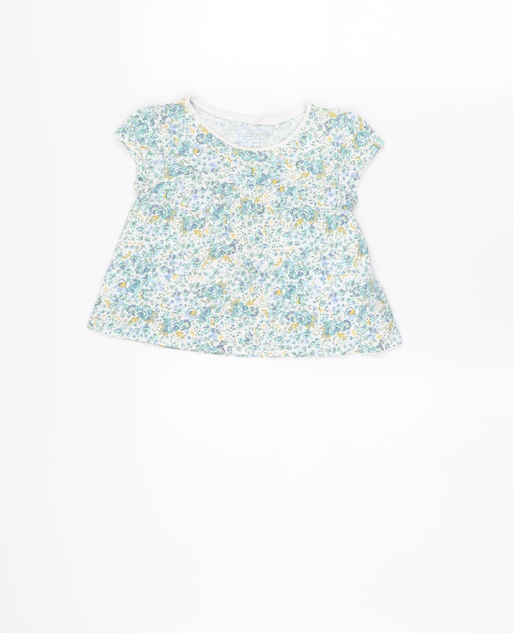 Next Girls Blue Floral Organic Cotton Sleeveless Top 1.5-2 Years